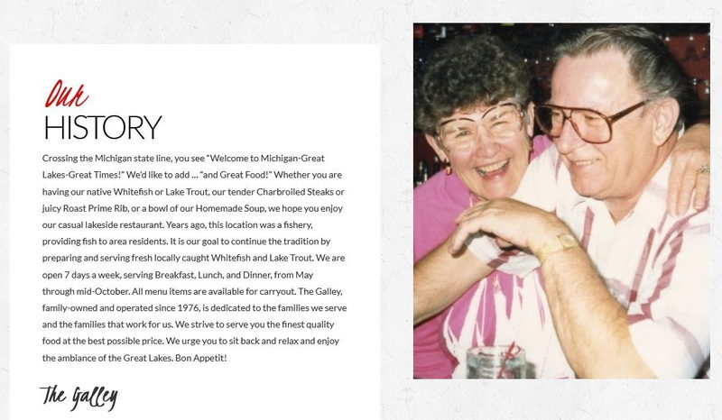 The Galley - History Page From Website